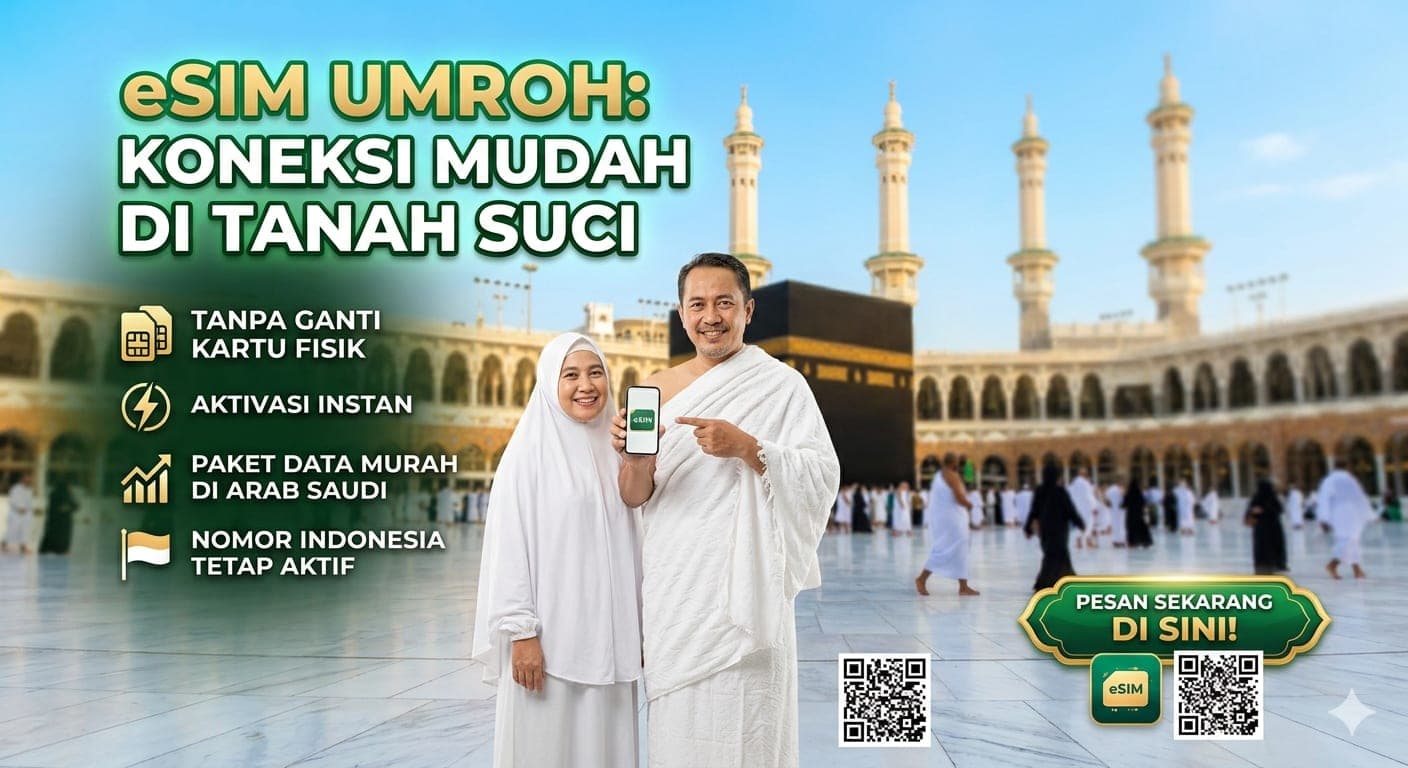 eSIM untuk Arab Saudi: Solusi Praktis bagi Calon Jamaah Umroh dan Haji yang Ingin Tetap Online Image